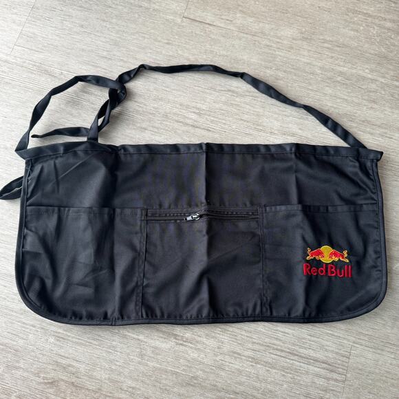 Red Bull Apron NEW Bartender BBQ 2 Pocket w/ Zipper Pocket Logo Embroidery - Picture 1 of 6